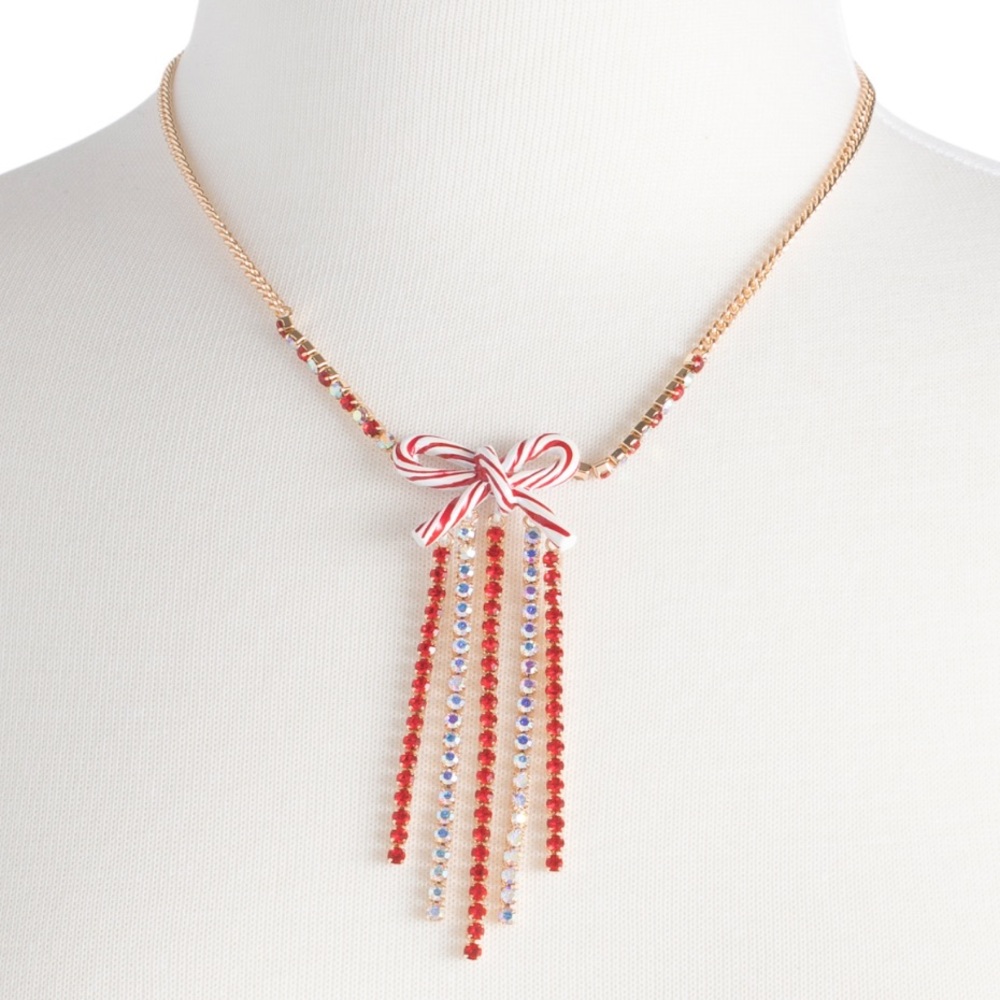 New Betsey Johnson Candy Cane Bow necklace: - Picture 4 of 13